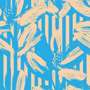 Floral Seamless Pattern with striped textures Illustrazione stock