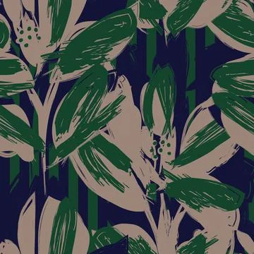 Floral Seamless Pattern with striped textures Illustrazione stock