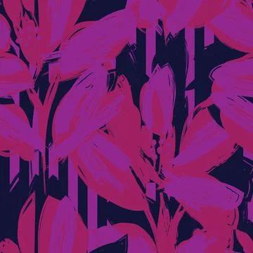Floral Seamless Pattern with striped textures Illustrazione stock