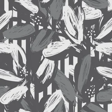Floral Seamless Pattern with striped textures Illustrazione stock