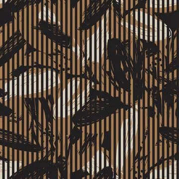 Floral Seamless Pattern with striped textures Stock Illustration