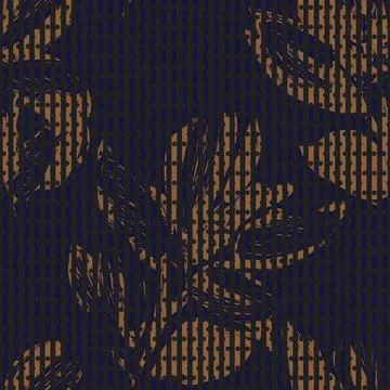 Floral Seamless Pattern with striped textures Illustrazione stock