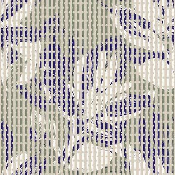 Floral Seamless Pattern with striped textures Illustrazione stock