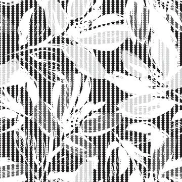 Floral Seamless Pattern with striped textures Illustrazione stock