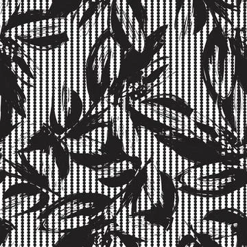 Floral Seamless Pattern with striped textures Stock Illustration