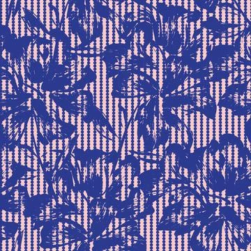 Floral Seamless Pattern with striped textures Illustrazione stock