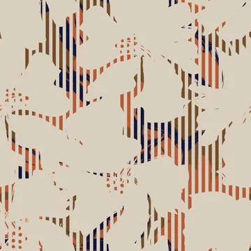 Floral Seamless Pattern with striped textures Illustrazione stock