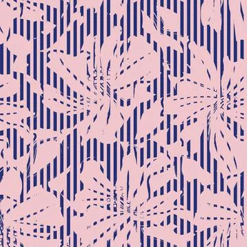 Floral Seamless Pattern with striped textures Illustrazione stock