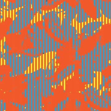 Floral Seamless Pattern with striped textures Stock Illustration