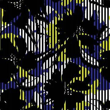 Floral Seamless Pattern with striped textures Illustrazione stock