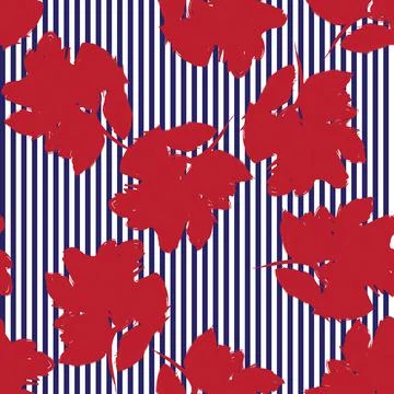 Floral Seamless Pattern with striped textures 스톡 일러스트