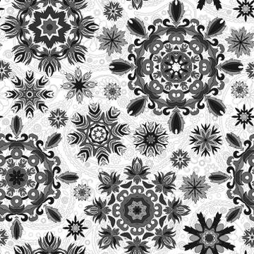 Floral seamless pattern with stylized snowflakes Stock-Illustration