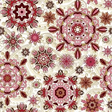 Floral seamless pattern with stylized snowflakes Stock Illustration