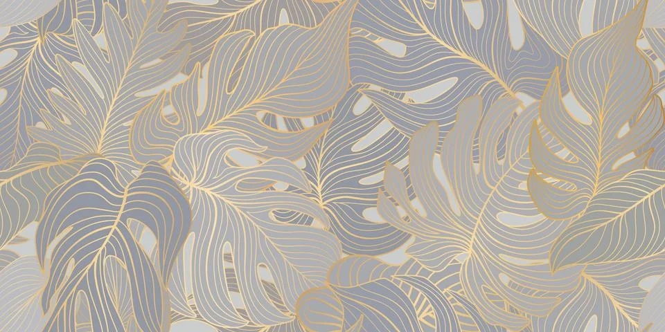 Floral seamless pattern with tropical leaves. Nature lush background. Flouris Stock Illustration