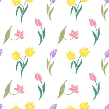 Floral seamless pattern with tulips. Illustrazione stock