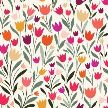 Floral seamless pattern with tulips Stock Illustration