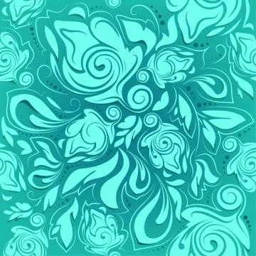 Floral seamless pattern, turquoise abstract background Illustrazione stock