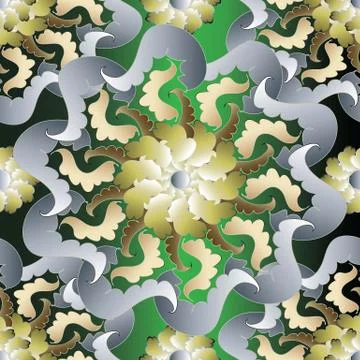 Floral seamless pattern. Vector abstract background with hand drawn scroll le Illustrazione stock