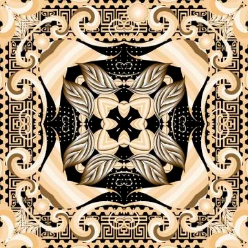 Floral seamless pattern. Vector abstract colorful greek background. Hand drawn 스톡 일러스트