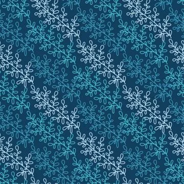 Floral seamless pattern. Vector background design. Branches pattern in blue c Stock Illustration