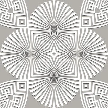 Floral seamless pattern. Vector background. Geometric greek key, meanders abs Stock Illustration