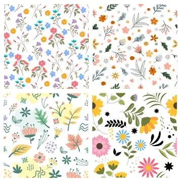 Floral Seamless Pattern Vector Collection Stock Illustration