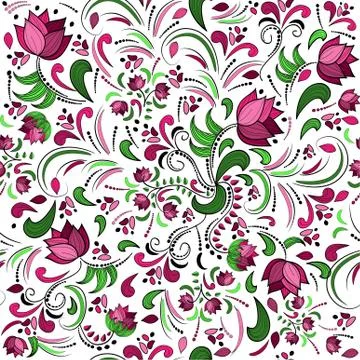 Floral seamless pattern, vector design Stock Illustration