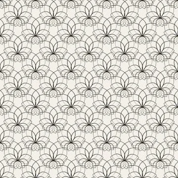 Floral seamless pattern. Vector illustration. Black and white Stock Illustration