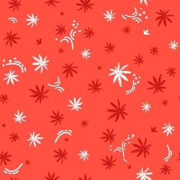 Floral seamless pattern. Vector illustration. red background. doodle hand dra Stock Illustration