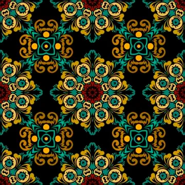 Floral seamless pattern. Vector ornamental baroque style background. Repeat p 스톡 일러스트