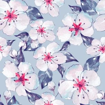 Floral seamless pattern with white flowers 5 Stock Illustration