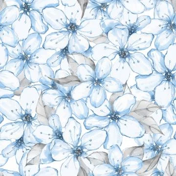 Floral seamless pattern with white flowers 7 Stock Illustration