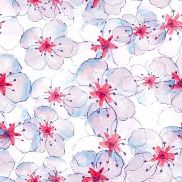 Floral seamless pattern with white flowers Stock Illustration