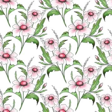 Floral seamless pattern with white flowers Stock-Illustration