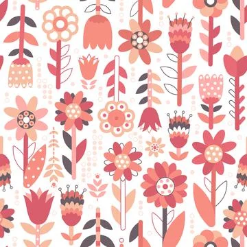 Floral seamless pattern on white Stock Illustration