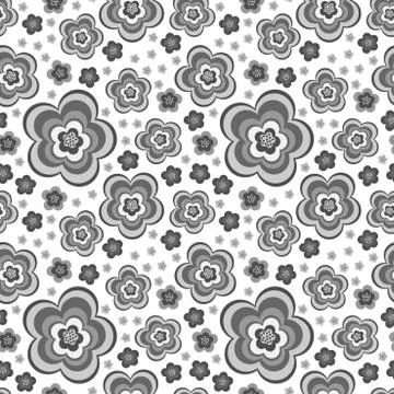 Floral seamless pattern for your design . Simple flowers on white background Stock Illustration