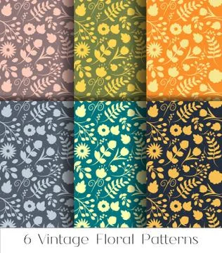 Floral seamless patterns set Stock Illustration