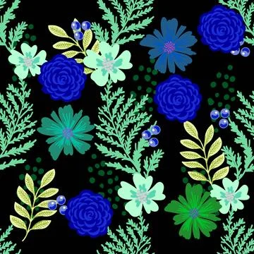 Floral seamless patterns. Vector design for paper, cover, fabric, interior de Stock Illustration