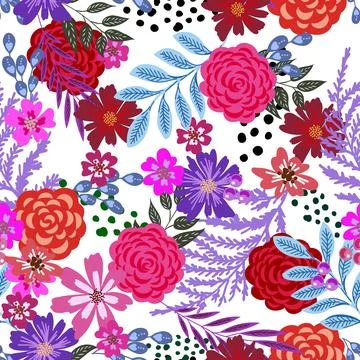 Floral seamless patterns. Vector design for paper, cover, fabric, interior de Stock Illustration