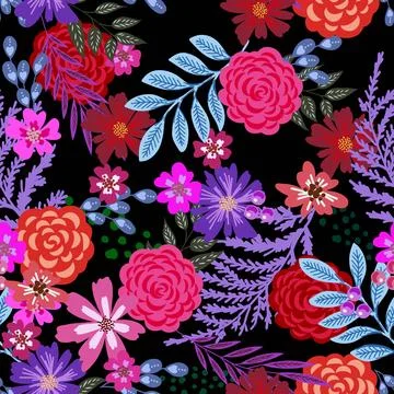Floral seamless patterns. Vector design for paper, cover, fabric, interior de Stock Illustration