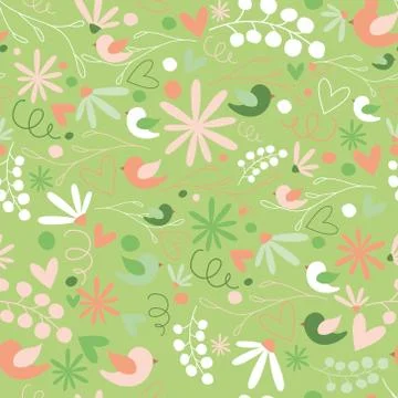 Floral Seamless repeat pattern in vector. Stock Illustration