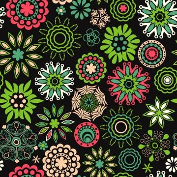 Floral seamless texture, endless pattern with flowers looks like retro snowfl Stock Illustration