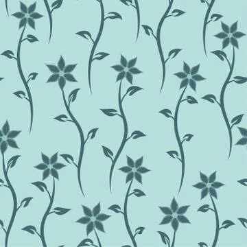 Floral seamless texture. Vector blue background Stock Illustration