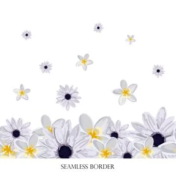 Floral seamless vector border. repeating pattern. Element for greeting cards, Illustrazione stock