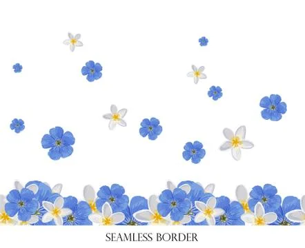 Floral seamless vector border. repeating pattern. Element for greeting cards, Stock Illustration