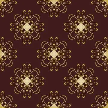 Floral Seamless Vector Golden Pattern. Orient Abstract Background Illustrazione stock