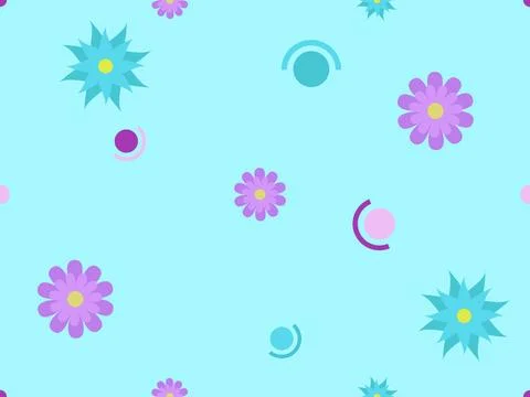 Floral Seamless Vector Pattern with Abstract Shapes Illustrazione stock