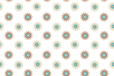 Floral seamless vector pattern. Islamic seamless mosaic. Blue beige red decor Stock Illustration