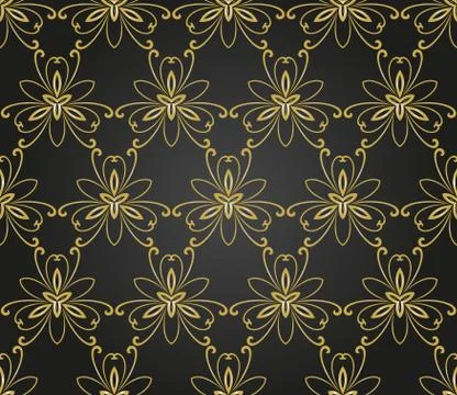 Floral Seamless Vector Pattern. Orient Golden Abstract Background Illustrazione stock