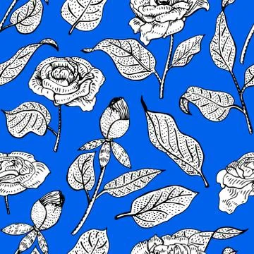 Floral seamless vector pattern with peony flower Stock Illustration